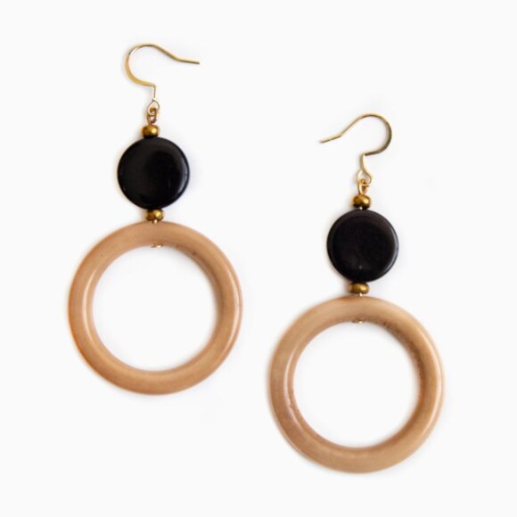 TAGUA Salma Sustainable Vegan Ivory Dangle Hoop Earrings - Picture 2 of 6